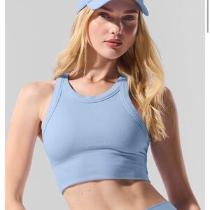 All Light Blue Ribbed Racerback Crop Bralette